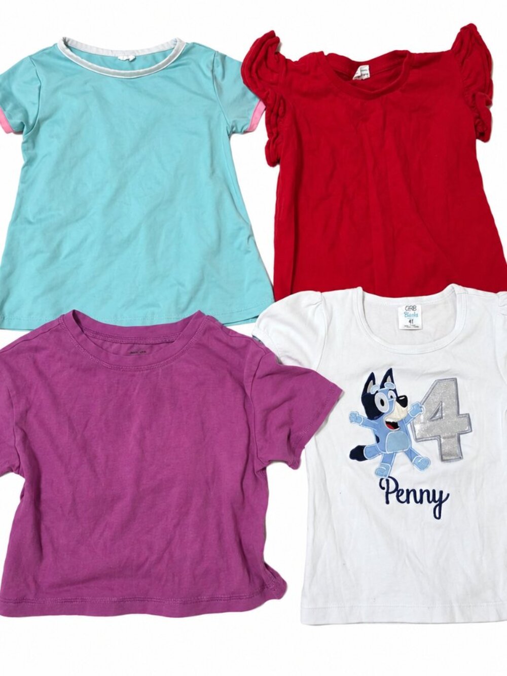 Girls 4T Shirt Lot Hanna Andersson Bluey Birthday Tops 4 Pieces